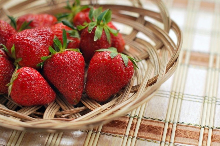 a basket of strawberries