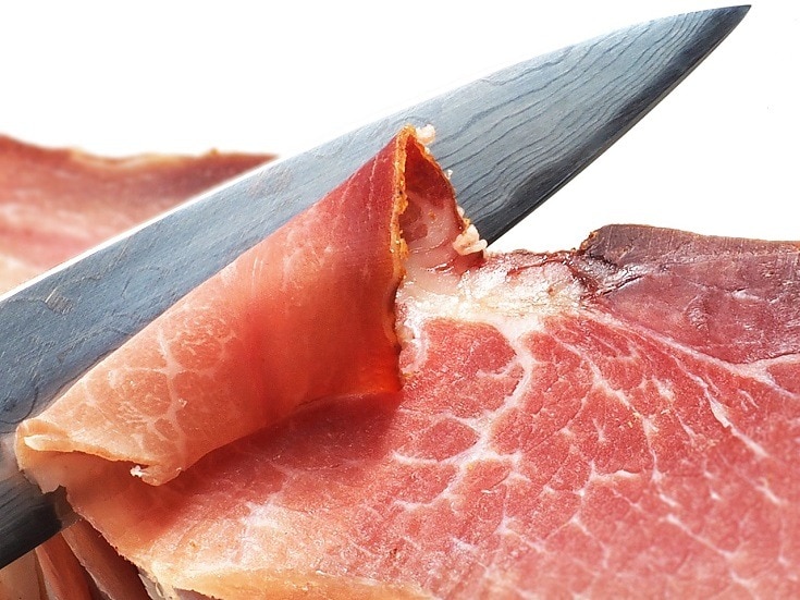 slicing a ham