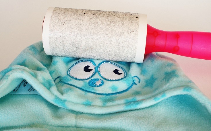 lint roller on laundry