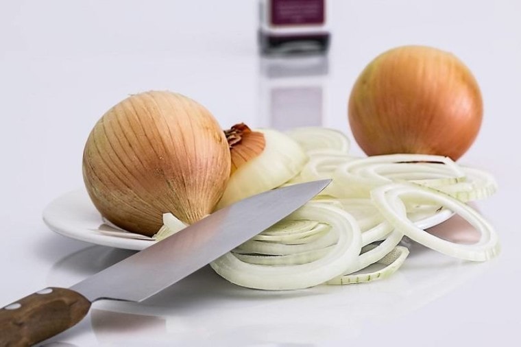 White onions on the table