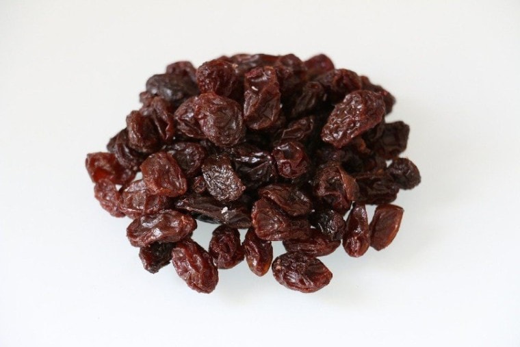 raisins in white background