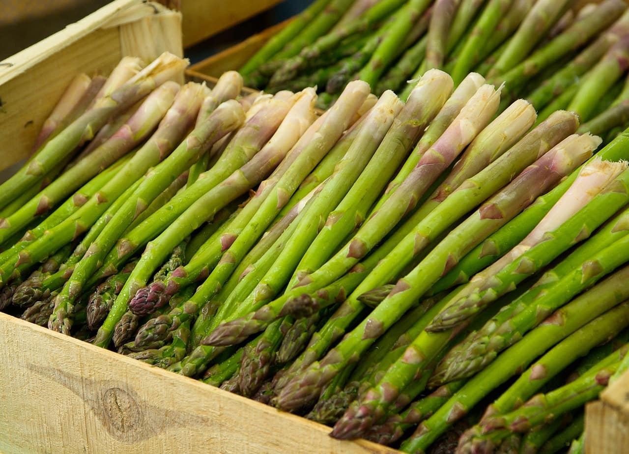 a crate of asparagus