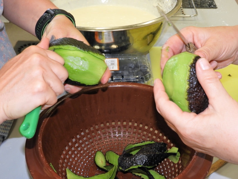 removing skin of avocado