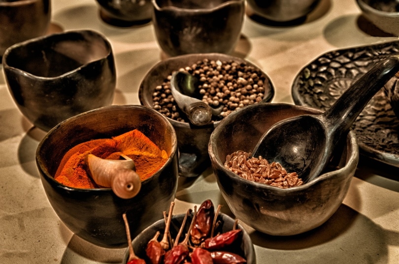 spices in bowls on table