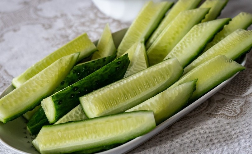vertically sliced cucumbers