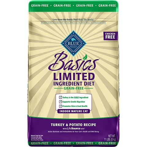 Blue Buffalo Basics Limited Ingredient Grain-Free Formula Turkey & Potato Indoor Mature Dry Cat Food