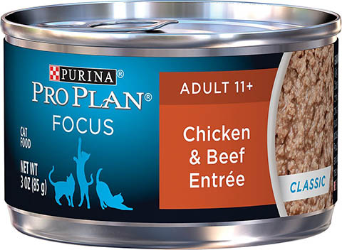 Purina Pro Plan Focus Adult 11+ Classic Chicken & Beef Entree Canned Cat Food