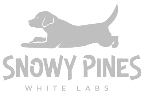 snowy pines white labs logo