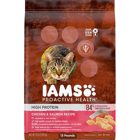 Iams प्रोएक्टिव हेल्थ हाई प्रोटीन चिकन और सैल्मन पकाने की विधि सूखी बिल्ली का खाना