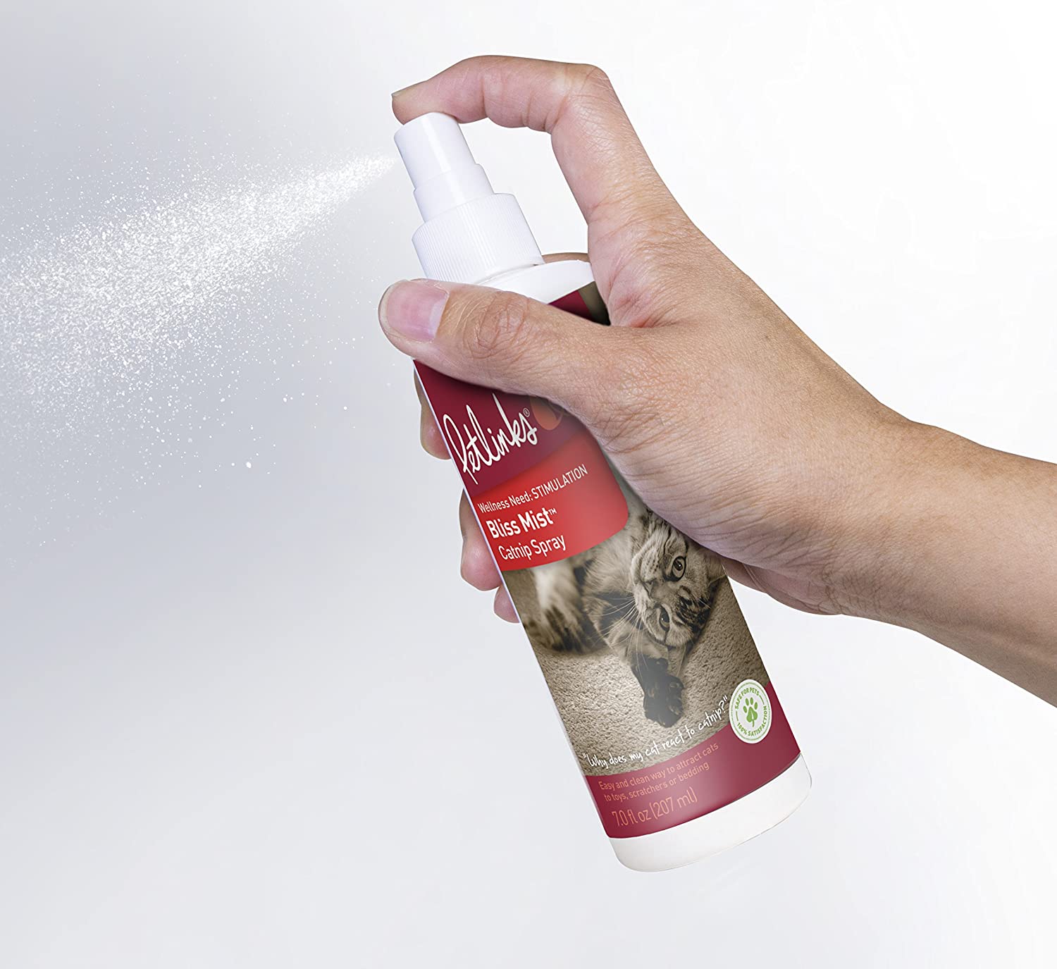 spraying Petlinks Bliss Mist Catnip Spray