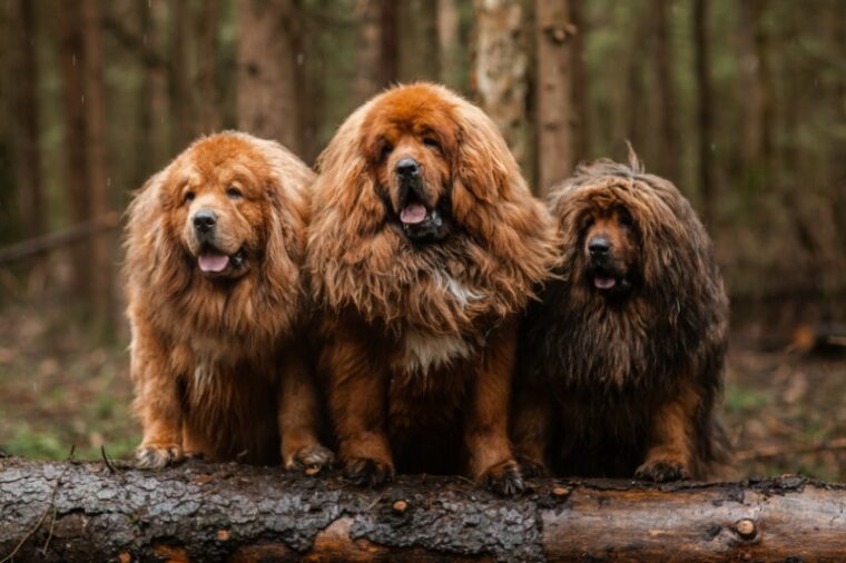 three red tibetan mastiff dog