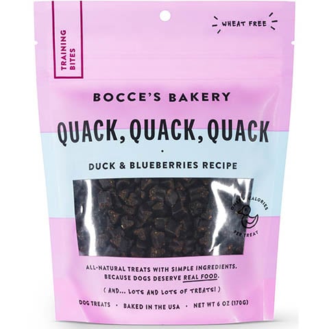 Bocce's Bakery Quack Quack Quack Duck & Blueberry Recipe Training Bites Dog Treats