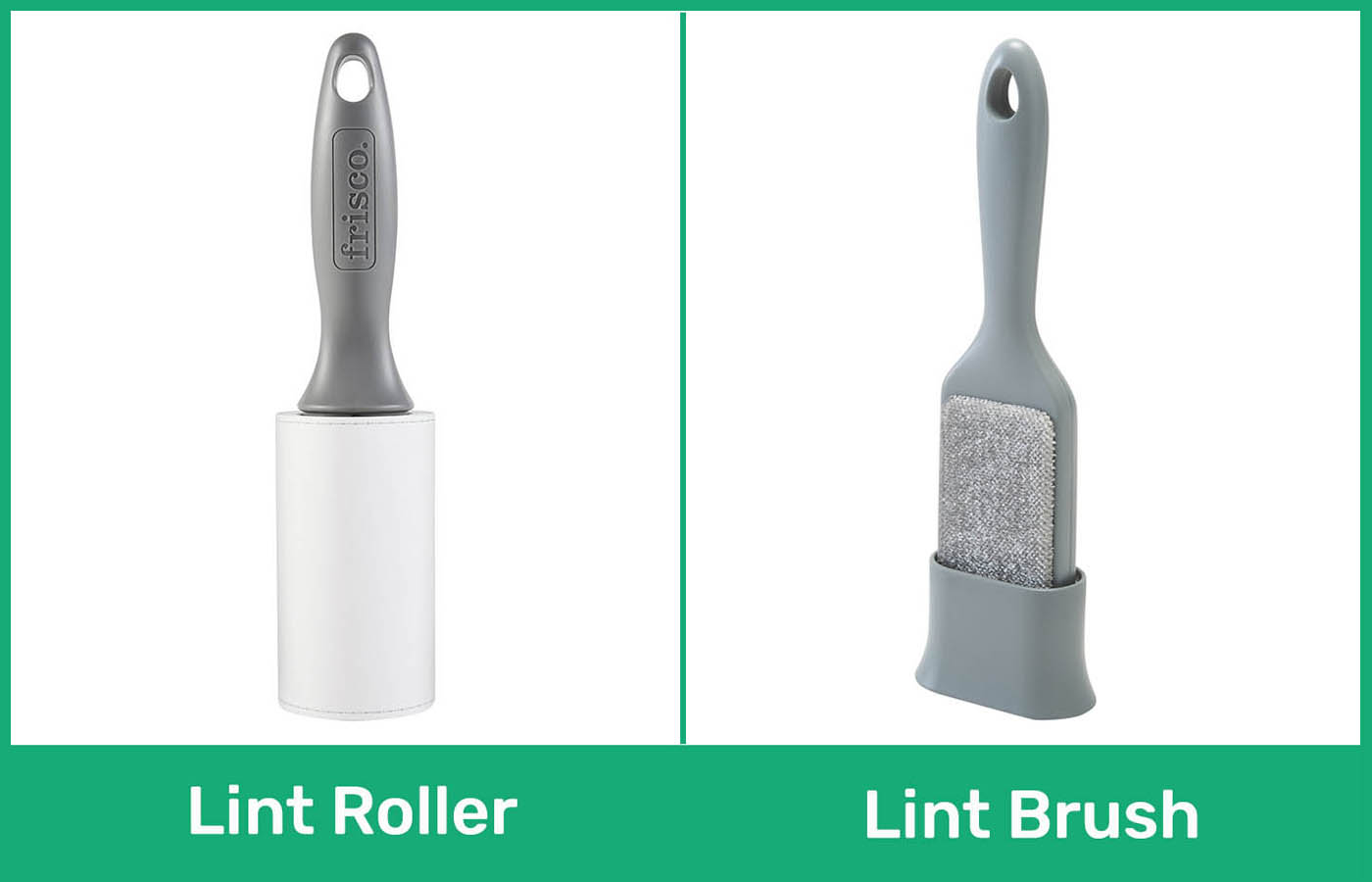 Lint roller vs Lint Brush side by side