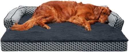 FurHaven Comfy Couch Orthopedic Bolster Dog Bed w Removable Cover