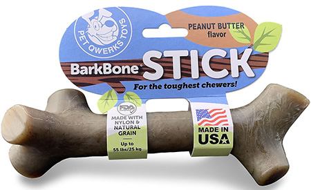 Pet Qwerks BarkBone Peanut Butter Flavor Chew Stick Tough Dog Chew Toy