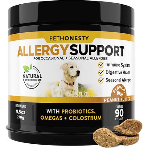 PetHonesty AllergySupport Peanut Butter Flavored Soft Chews Allergy & Immune Supplement for Dogs