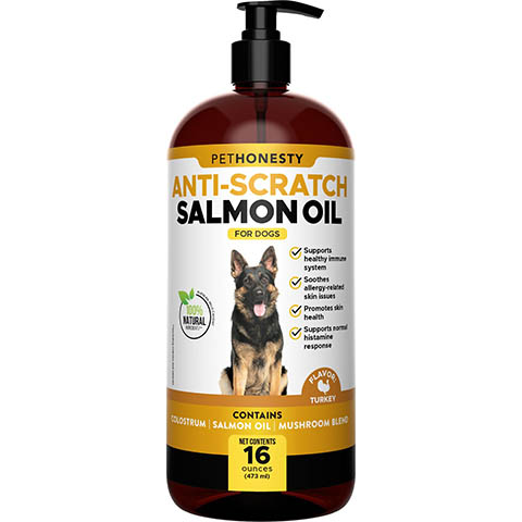 PetHonesty Anti-Scratch Salmon Oil Turkey Flavored Liquid Allergy Supplement for Dogs