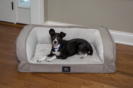 Serta Quilted Orthopedic Bolster Dog Bed w Removable Cover