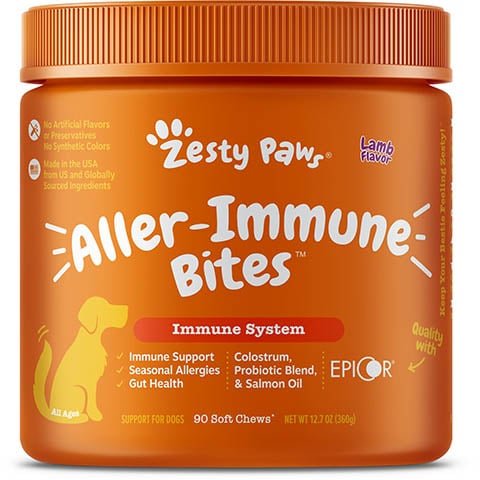 Zesty Paws Aller-Immune Bites Lamb Flavored Soft Chews Allergy & Immune Supplement for Dogs