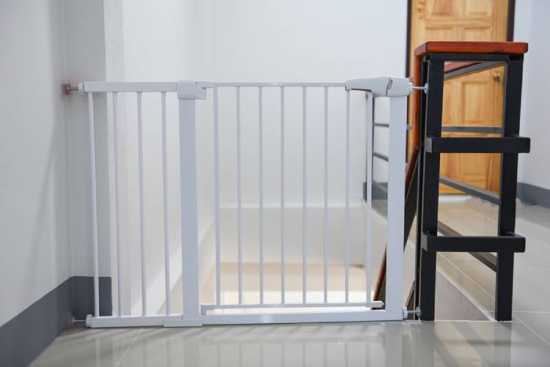 a pet gate but can also be used as a baby gate installed on stairs at home