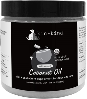 kin kind Raw Coconut Oil Skin Coat Boost Dog Cat Supplement
