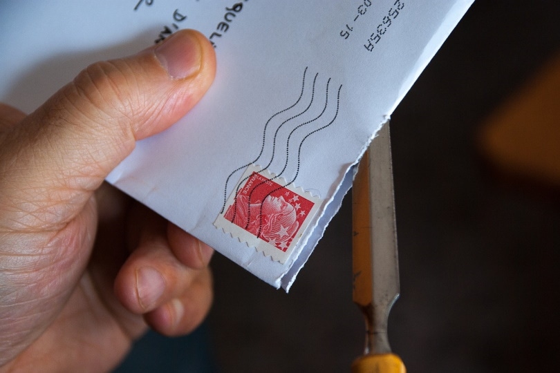 Opening a letter received via mail