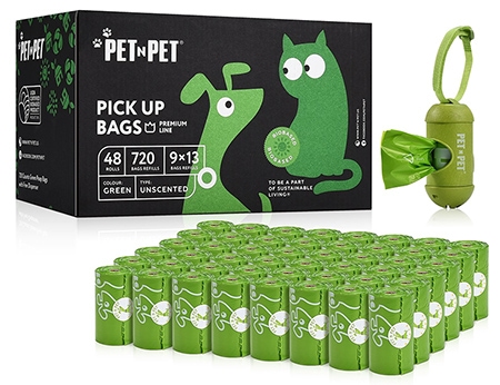 AIXMEET Dog Poo Bags 600 pcs with 1 Dispenser Extra Thick Biodegradable Leak-Proof Dog Waste Bag Eco Friendly Poop Bags for Pet 22 x 32 cm