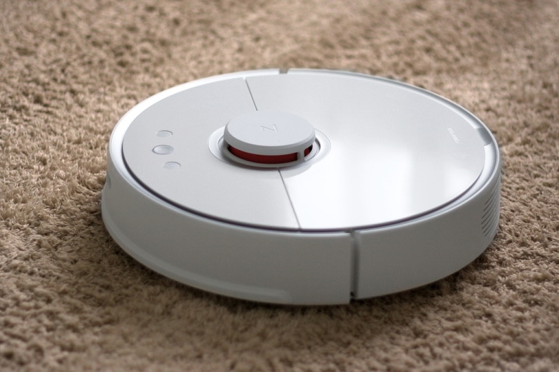 Robot vacuum cleaner on carpet