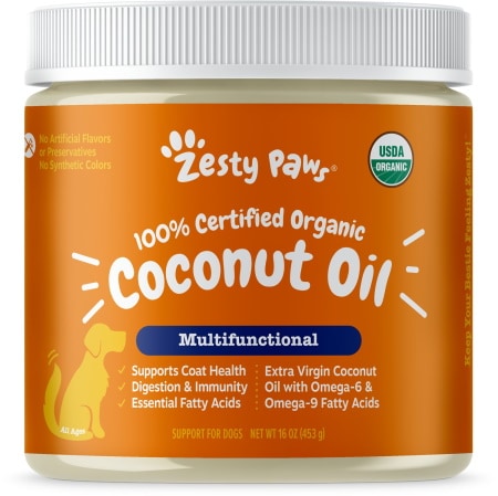 Zesty Paws Coconut Oil Coconut Flavored Liquid Skin Coat Supplement for Dogs