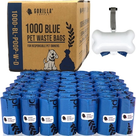 Includes Free Bone Dispenser and D-Ring Carabiners Clip 10 Rolls / 150 Count, Greenish-Blue,Purple Leak-Proof Dog Waste Bags POQOD Dog Poop Bags Clean up Pet Poo Bag Refills 