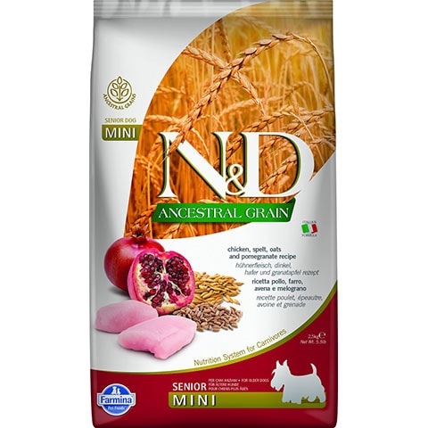 Farmina N&D Ancestral Grain Chicken & Pomegranate Mini Senior Dry Dog Food
