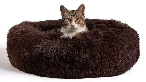 Best Friends by Sheri Original Calming Shag Fur Donut Cuddler Cat & Dog Bed