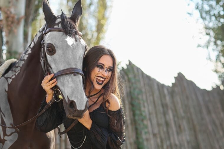Woman and a horse halloween costume