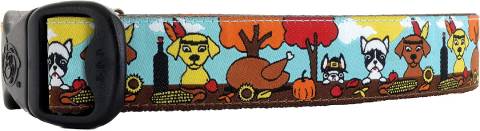 3 Dirty Dawgz Exclusive Adjustable Pilgrims and Indians Thanksgiving Dog Collars