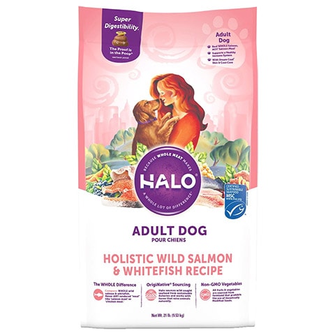 Halo Holistic Wild Salmon & Whitefish Dog Food Recipe Adulto