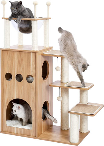 Made4Pets Cat Tree Moderno Cat Tower Featuring with Fully Sisal Covering Scratching Posts