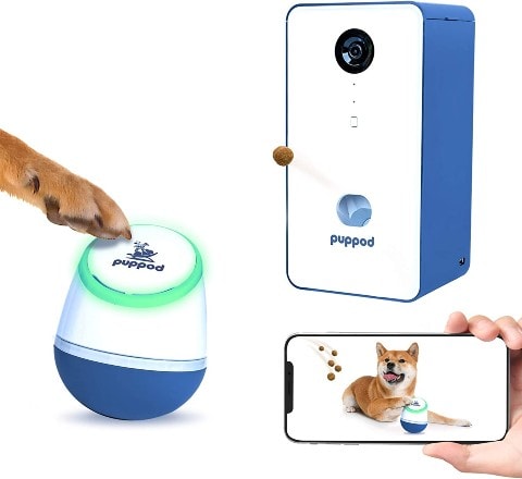 PupPod Rocker Training Treat Tossing Camera Dispenser & Puzzle Dog Toy