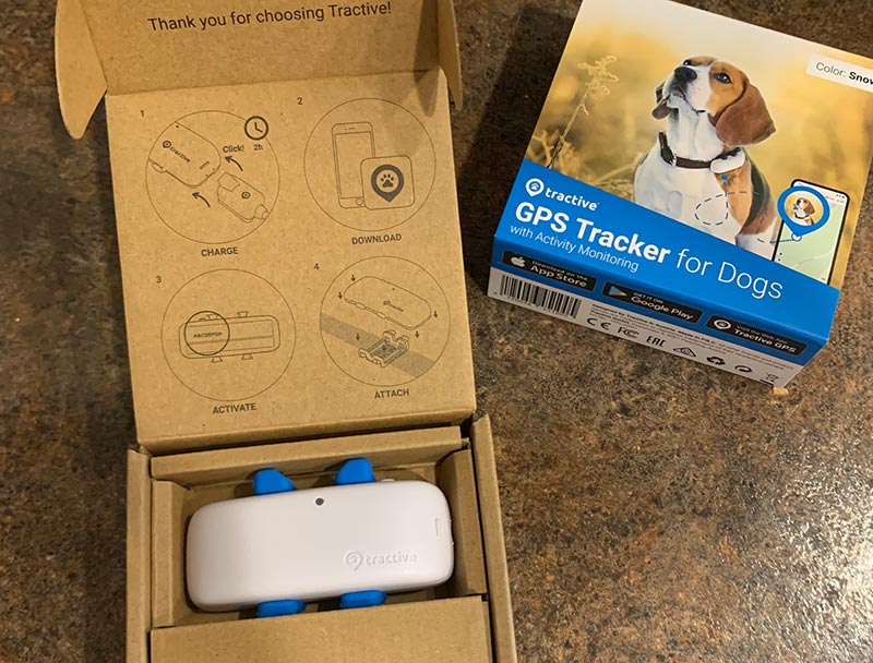 tractive dog gps tracker in its box