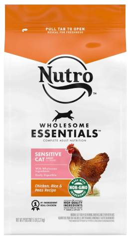 Nutro Wholesome Essentials Thức ăn khô cho mèo dành cho mèo nhạy cảm, gạo và đậu Hà Lan