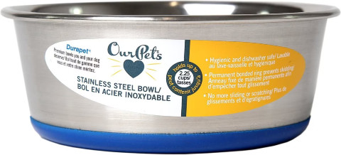 OurPets Durapet Premium Rubber-Bonded Stainless-Steel Bowl