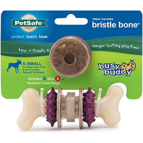 PetSafe Busy Buddy Bristle Bone Treat Dispense Tough Dog Chew Toy