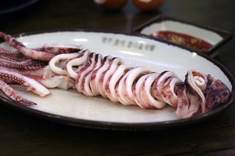 Seafood steamed squid in Korea Restaurant
