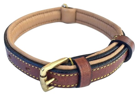 Soft Touch Collars Leather Two-Tone Padded Dog Collar