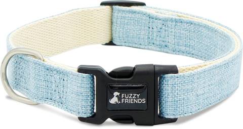 Fuzzy Friends Blue Hemp Dog Collar
