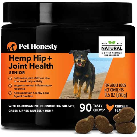 PetHonesty Hemp Hip + Joint Health Senior Chicken Flavored Soft Chew Joint Supplement for Senior Dogs