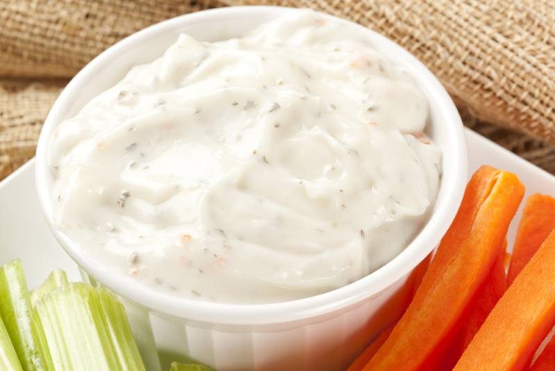 ranch dressing with carrots and celery