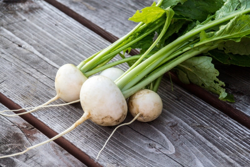 turnips on wooden table