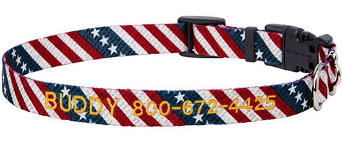 Frisco American Flag Polyester Personalized Dog Collar