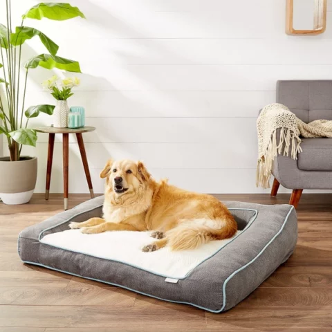 Frisco Plush Orthopedic Bolster Dog Bed with Removable Cover