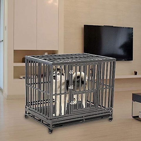 SMONTER Heavy Duty Strong Metal I Shape Dog Crate